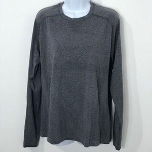 Lululemon Heathered Metal Grey Silver Foil Long Sleeve Shirt    0642